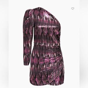 NWT Misa Los Angeles Nova One-Shoulder Sequin Minidress Purple Small